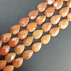 Avventurina Rossa Naturale Perline Forma Goccia Piatto Sfaccettato Foro Passante 18X24mm
