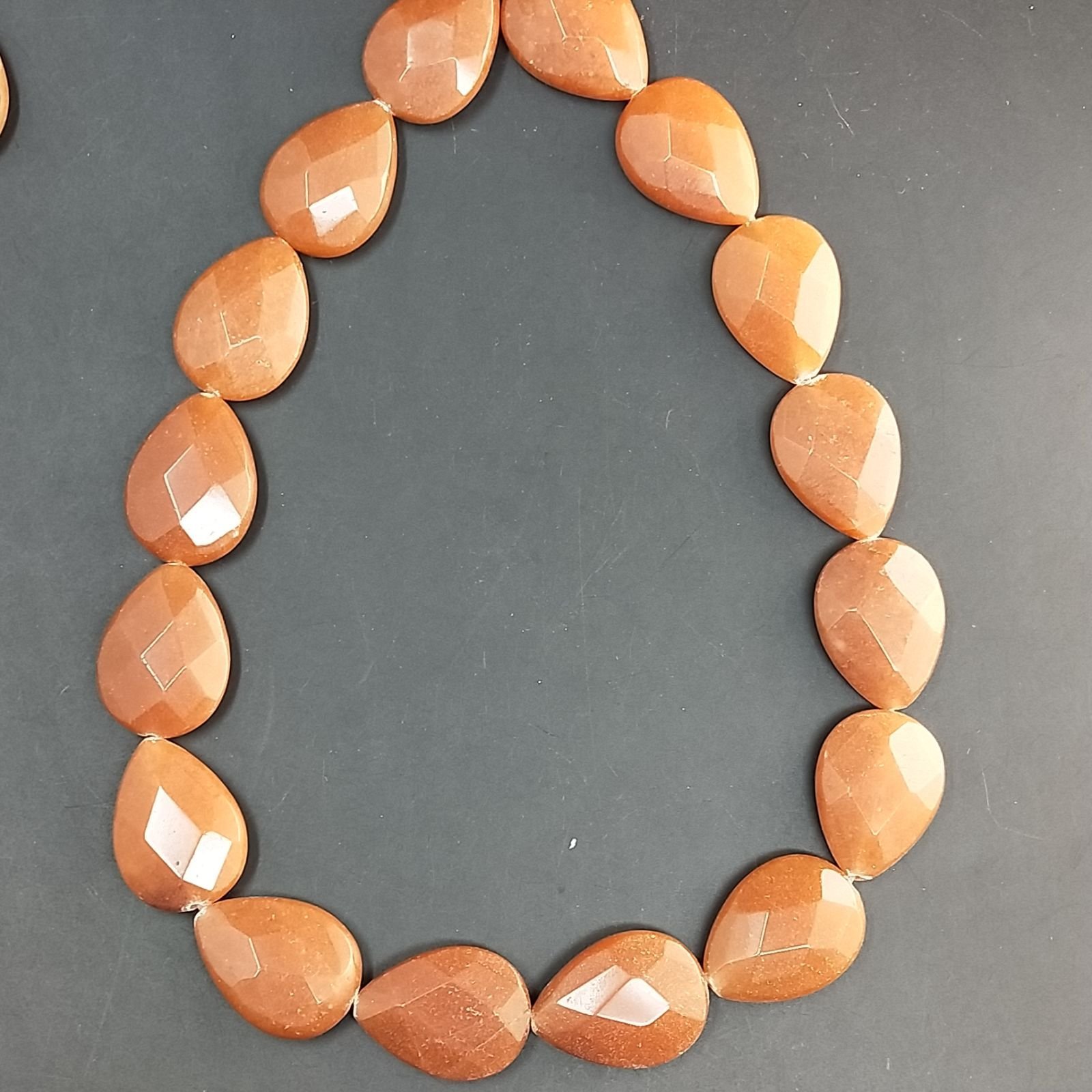 Avventurina Rossa Naturale Perline Forma Goccia Piatto Sfaccettato Foro Passante 18X24mm