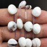 Agata Bianca Idrotermale Sfumata Perline Forma Cuore Piatto Sfaccettato Foro Laterale 12mm