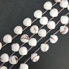 Agata Bianca Idrotermale Sfumata Perline Forma Cuore Piatto Sfaccettato Foro Laterale 12mm