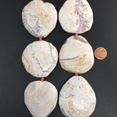Agata Fuoco Rosa Sfumato Perline Forma Sassi Piatti Sfaccettato 45X50mm