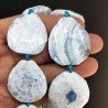 Agata Fuoco Blu Sfumato Perline Forma Sassi Piatti Sfaccettato 35X38mm