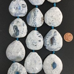 Agata Fuoco Blu Sfumato Perline Forma Sassi Piatti Sfaccettato 35X38mm