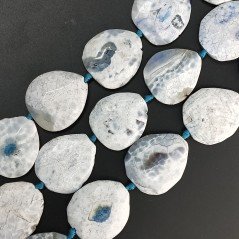 Agata Fuoco Blu Sfumato Perline Forma Sassi Piatti Sfaccettato 35X38mm