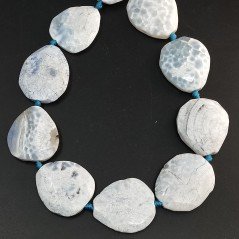 Agata Fuoco Blu Sfumato Perline Forma Sassi Piatti Sfaccettato 35X38mm