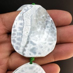 Agata Fuoco Verde Sfumato Perline Forma Sassi Piatti Sfaccettato 45X50mm