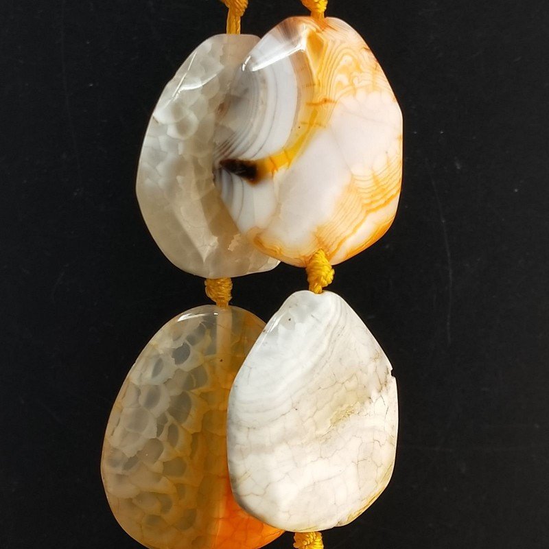 Agata Fuoco Arancio Sfumato Perline Forma Sassi Piatti Sfaccettato 35X38mm