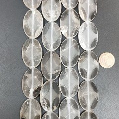 Quarzo Bicolore in Perline Forma Ovale Piatto Liscio Satinato Foro Passante 20X30mm