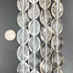 Quarzo Bicolore in Perline Forma Ovale Piatto Liscio Satinato Foro Passante 18X24mm
