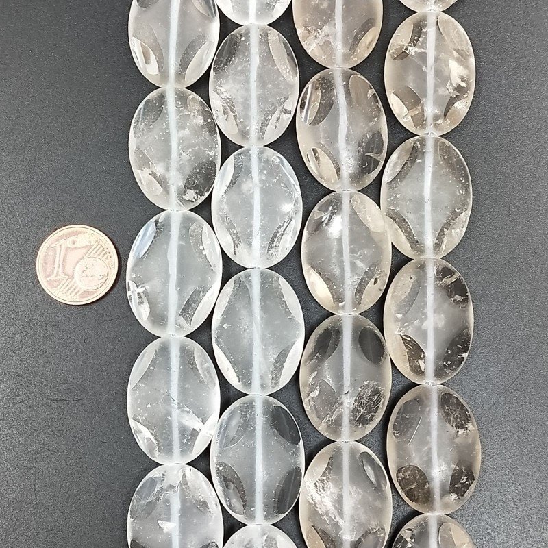 Quarzo Bicolore in Perline Forma Ovale Piatto Liscio Satinato Foro Passante 18X24mm