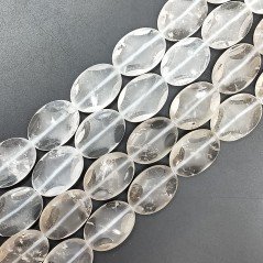 Quarzo Bicolore in Perline Forma Ovale Piatto Liscio Satinato Foro Passante 18X24mm