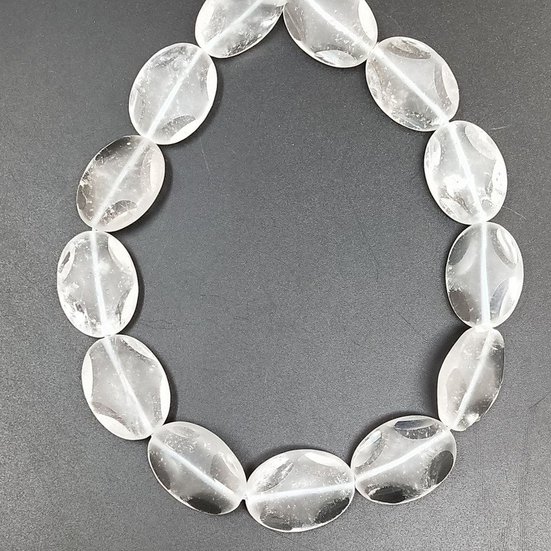 Quarzo Bicolore in Perline Forma Ovale Piatto Liscio Satinato Foro Passante 18X24mm