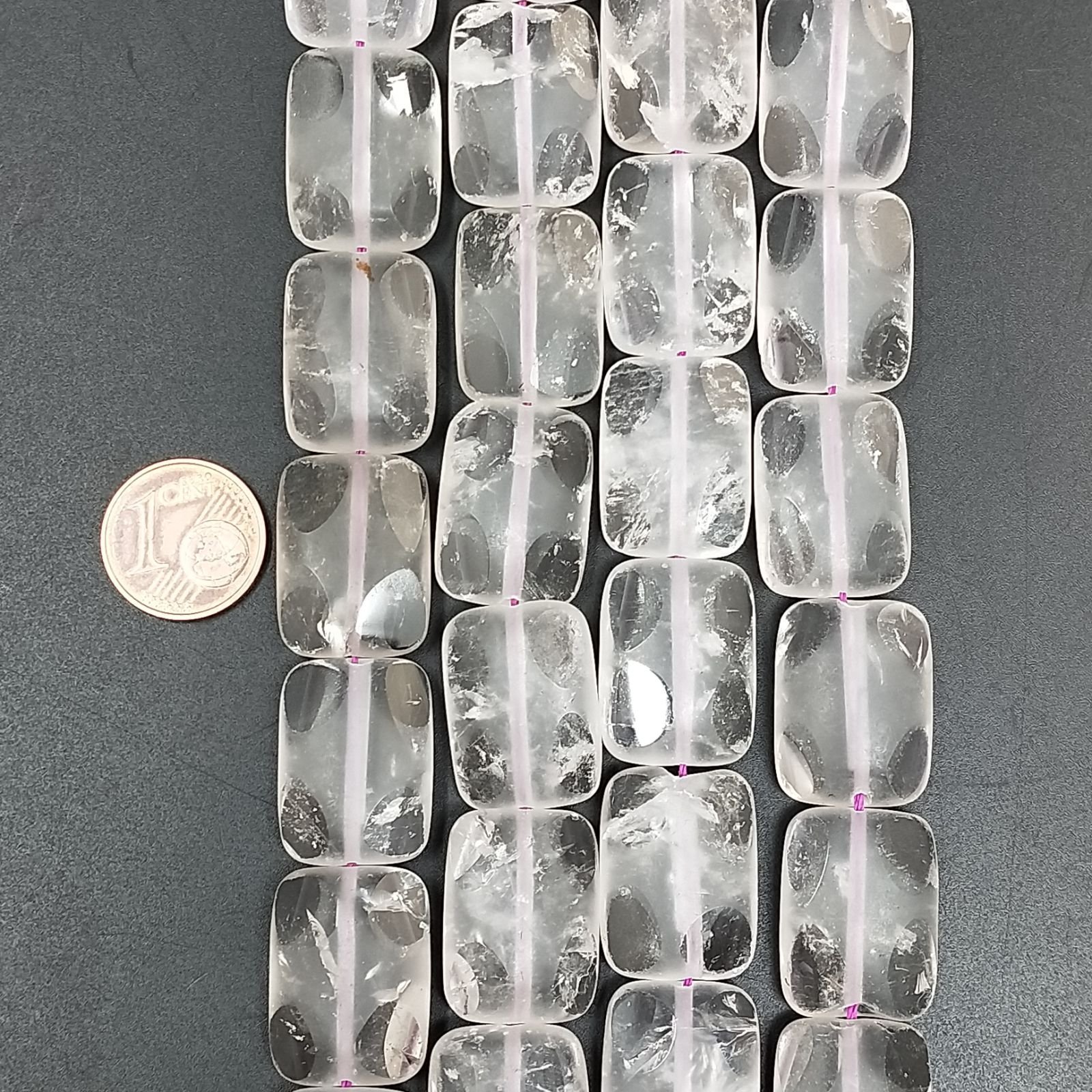 Quarzo Bicolore Naturale in Perline Forma Rettangolare Piatto Liscio Satinato Foro Passante 15X20mm