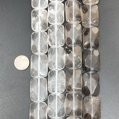 Quarzo Bicolore Naturale in Perline Forma Rettangolare Piatto Liscio Satinato Foro Passante 18X25mm