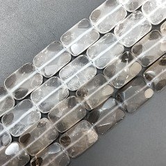 Quarzo Bicolore Naturale in Perline Forma Rettangolare Piatto Liscio Satinato Foro Passante 18X25mm