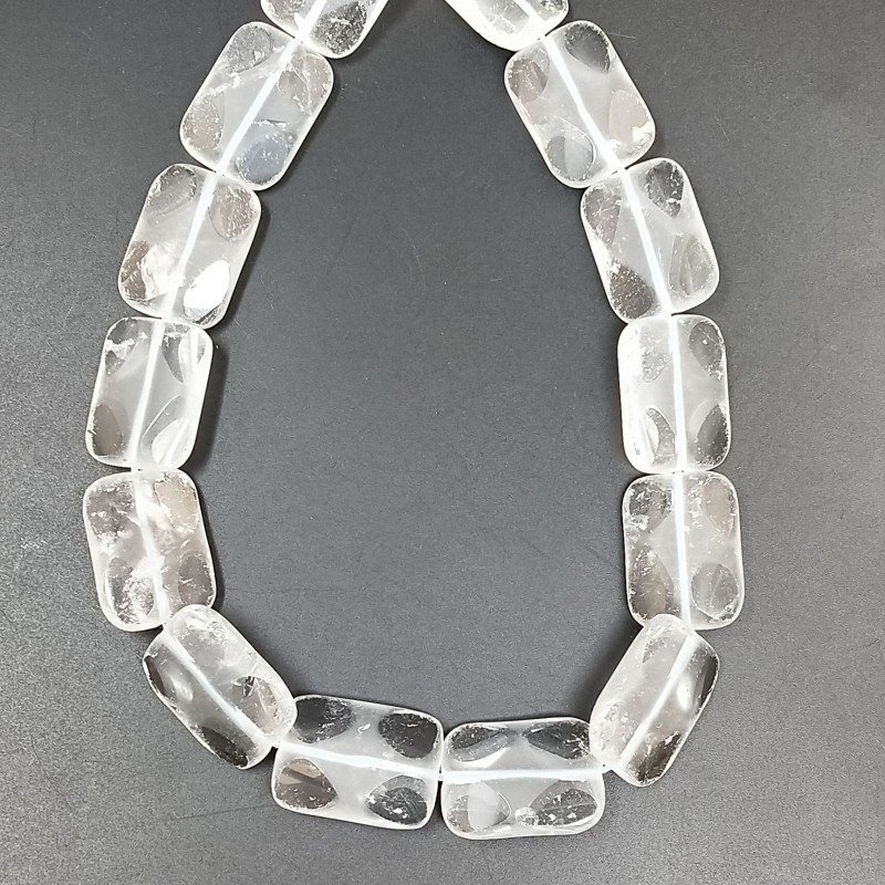 Quarzo Bicolore Naturale in Perline Forma Rettangolare Piatto Liscio Satinato Foro Passante 18X25mm