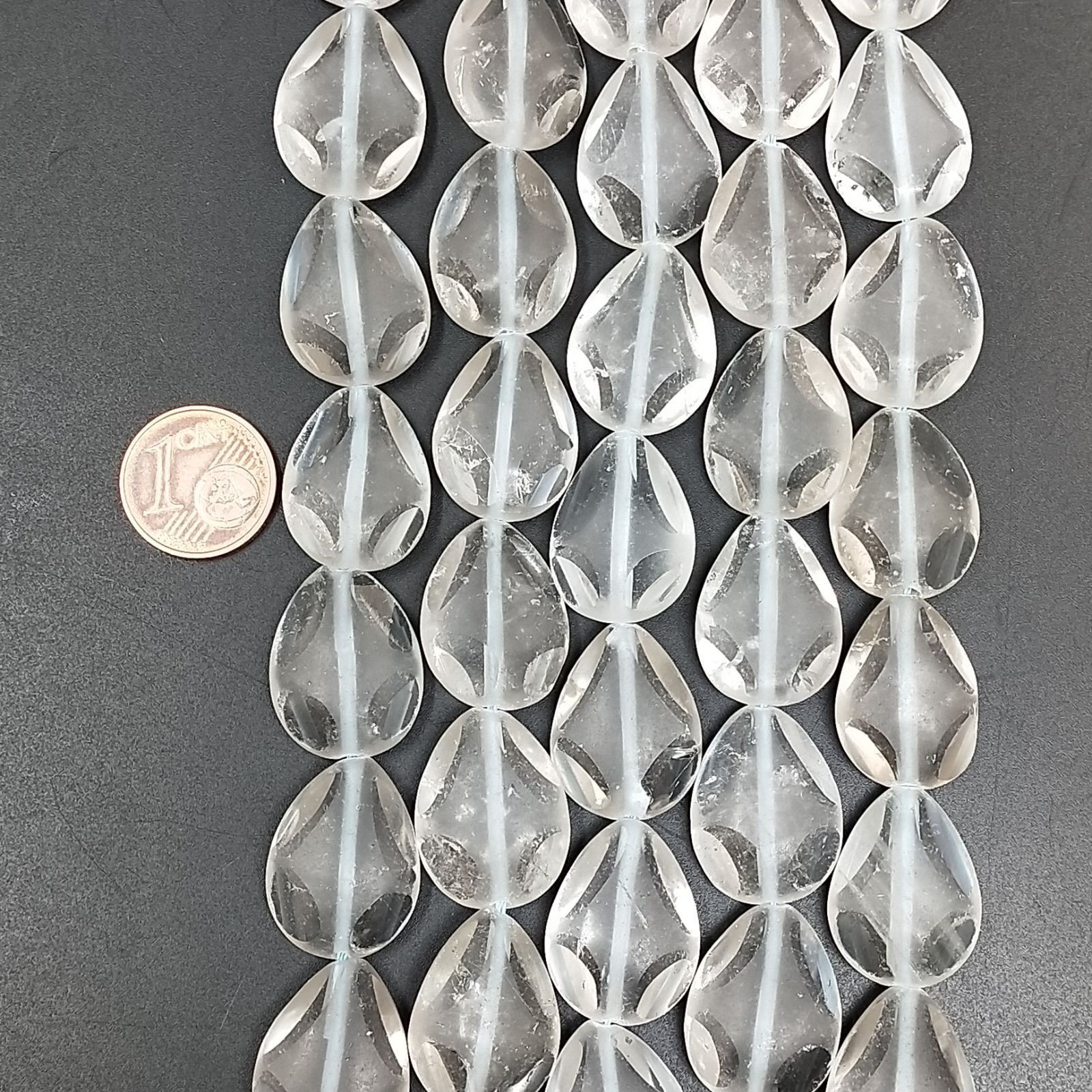 Quarzo Bicolore Naturale in Perline Forma Goccia Piatto Liscio Satinato-Matte Foro Passante 15X20mm