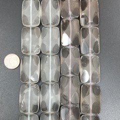 Quarzo Bicolore Naturale in Perline Forma Rettangolare Piatto Liscio Satinato Foro Passante 20X30mm