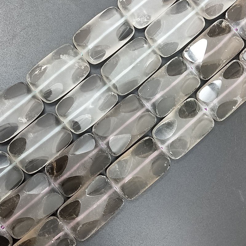 Quarzo Bicolore Naturale in Perline Forma Rettangolare Piatto Liscio Satinato Foro Passante 20X30mm