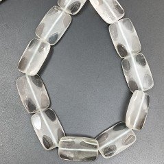 Quarzo Bicolore Naturale in Perline Forma Rettangolare Piatto Liscio Satinato Foro Passante 20X30mm