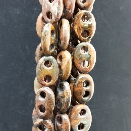 Diaspro Nero Perline Forma Cerchio Ovale Piatto Liscio Maglia 2 Fori 13X18mm