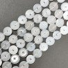 Agata Trasparente Bianco Perline Forma Tondo Piatto Foro Centrale 15mm