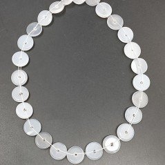 Agata Trasparente Bianco Perline Forma Tondo Piatto Foro Centrale 15mm