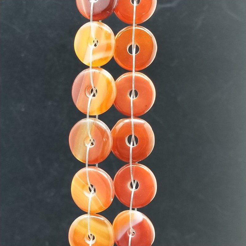 Corniola Perline Forma Cerchio Tondo Piatto Liscio Foro Centrale 14mm