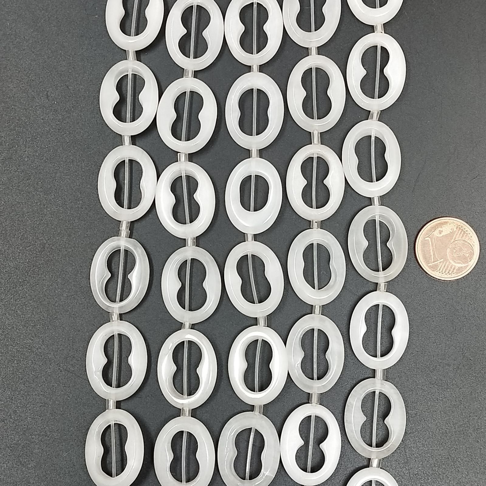 Agata bianca Perline Forma Cerchietto Liscio Infinito 15X19mm
