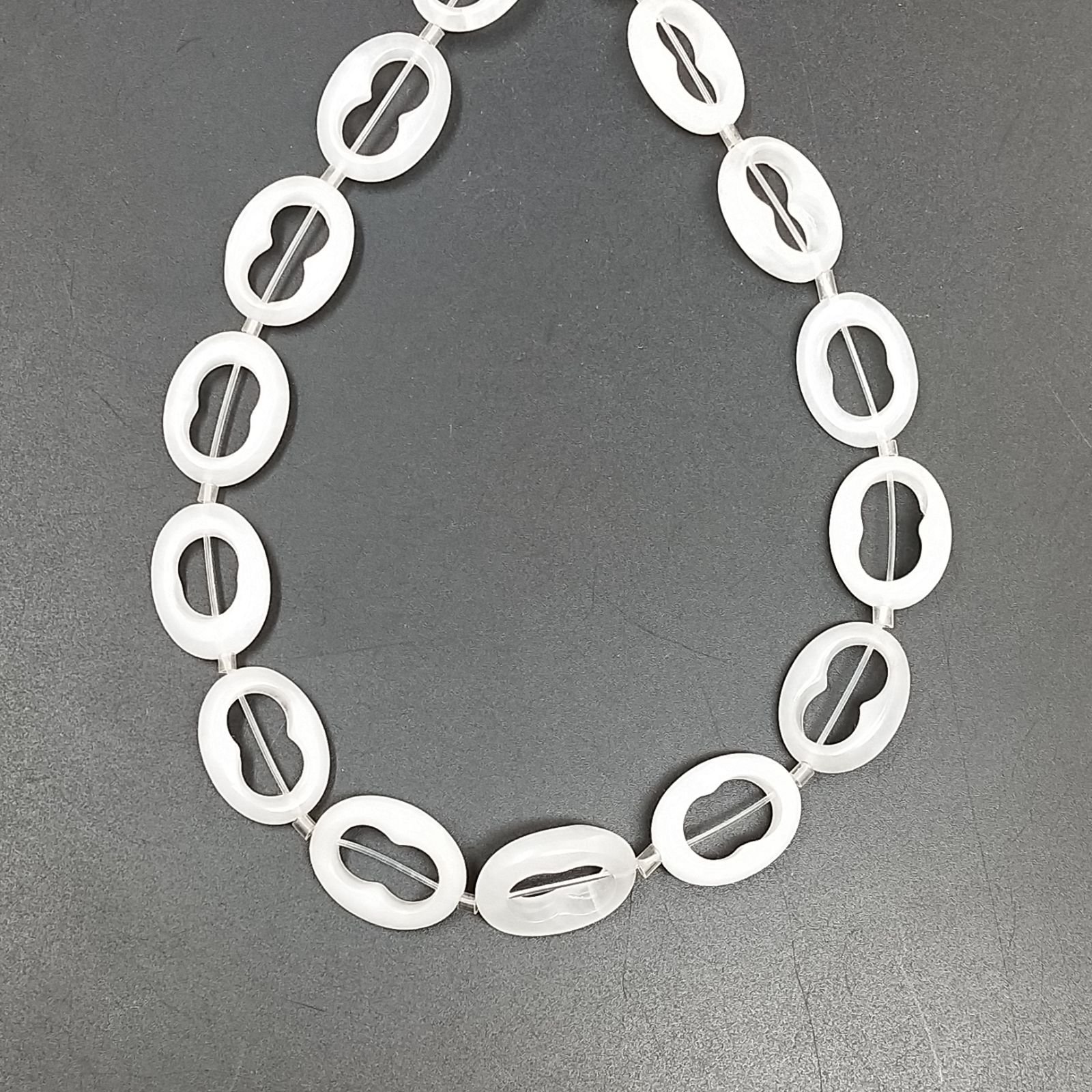 Agata bianca Perline Forma Cerchietto Liscio Infinito 15X19mm
