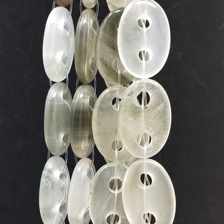 Quarzo Rutilato Perline Forma Cerchio Ovale Piatto Liscio Maglia 2 Fori 16X25mm