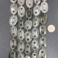 Quarzo Rutilato Perline Forma Cerchio Ovale Piatto Liscio Maglia 2 Fori 16X25mm