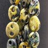 Turchese giallo Perline Forma Cerchio Ovale Piatto Liscio Maglia 2 Fori 18X25mm