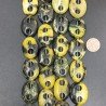 Turchese giallo Perline Forma Cerchio Ovale Piatto Liscio Maglia 2 Fori 18X25mm