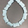 Pietra Lavica Azzura Perline Forma Foglia Fantasia Liscio Piatto Foro Passante 20X30mm