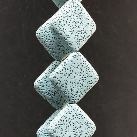 Pietra Lavica Azzurra in Perline Forma Rombo Piatto Liscio Foro Diagonale 32mm