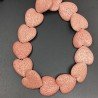 Pietra Lavica Rossa Perline Forma Cuore Piatto Liscio Foro Passante 26mm