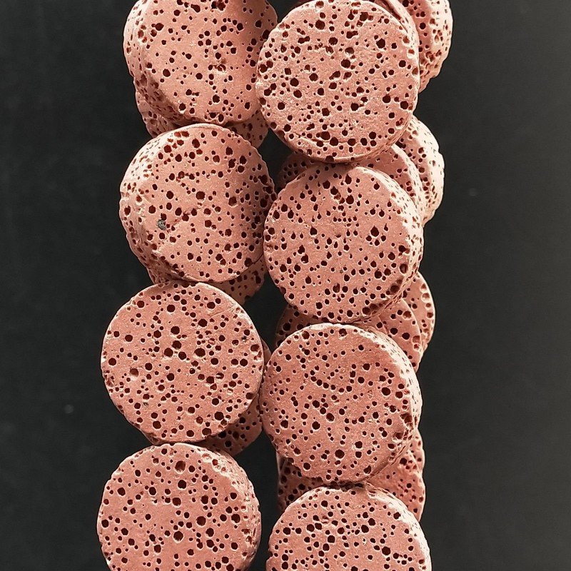 Pietra Lavica rossa Perline Forma Tondo Piatto Grezzo Liscio 20mm