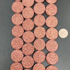Pietra Lavica rossa Perline Forma Tondo Piatto Grezzo Liscio 20mm