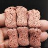 Pietra Lavica Rossa Perline Forma Foglia Fantasia Liscio Piatto Foro Passante 18X30mm