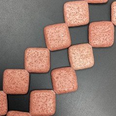 Pietra Lavica Rossa in Perline Forma Rombo Piatto Liscio Foro Diagonale 30mm