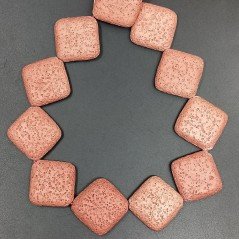 Pietra Lavica Rossa in Perline Forma Rombo Piatto Liscio Foro Diagonale 30mm