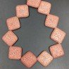 Pietra Lavica Rossa in Perline Forma Rombo Piatto Liscio Foro Diagonale 30mm