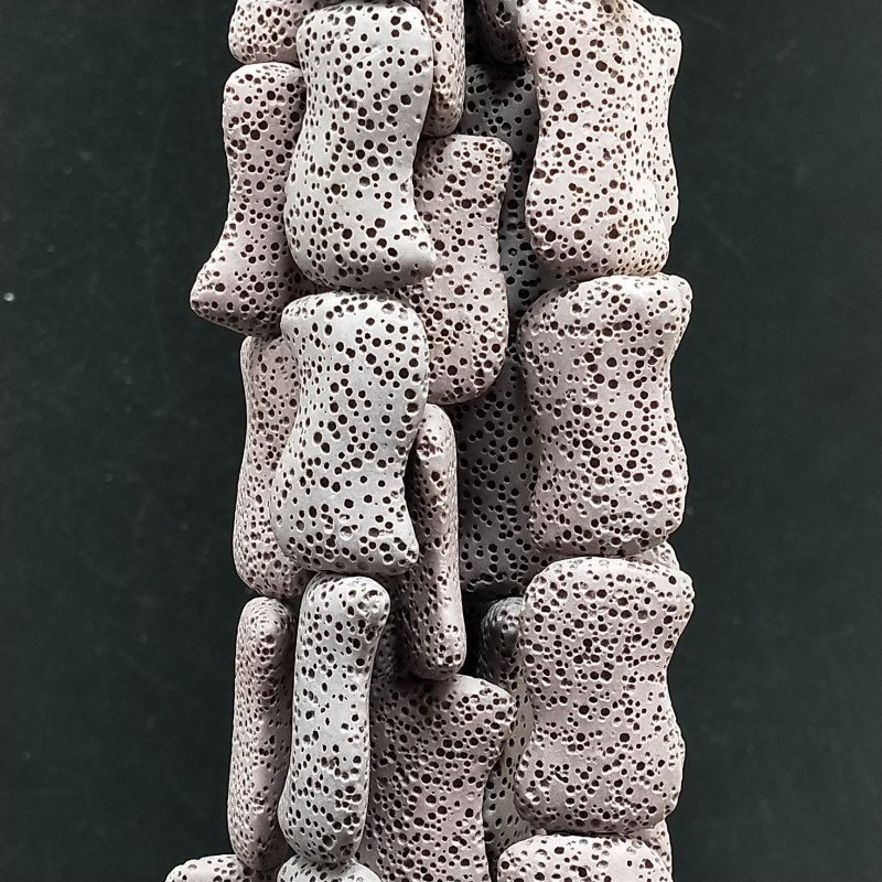 Pietra Lavica Viola Perline Forma Foglia Fantasia Liscio Piatto Foro Passante 18X28mm