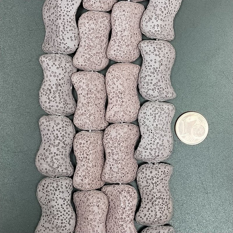 Pietra Lavica Viola Perline Forma Foglia Fantasia Liscio Piatto Foro Passante 18X28mm