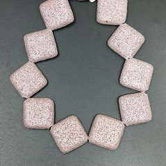Pietra Lavica Viola in Perline Forma Rombo Piatto Liscio Foro Diagonale 32mm