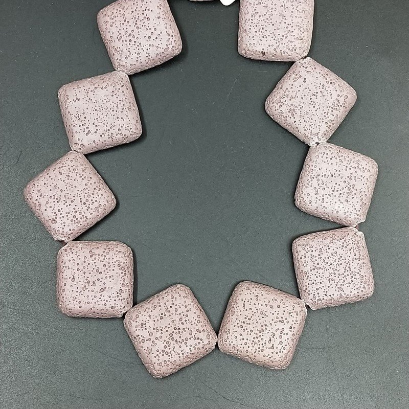 Pietra Lavica Viola in Perline Forma Rombo Piatto Liscio Foro Diagonale 32mm