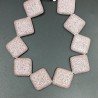 Pietra Lavica Viola in Perline Forma Rombo Piatto Liscio Foro Diagonale 32mm