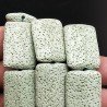 Pietra Lavica Verde Chiaro in Perline Forma Rettangolare Piatto Liscio Foro Passante 20X30mm