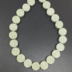 Pietra Lavica Verde Chiaro Perline Forma Tondo Piatto Liscio 14mm